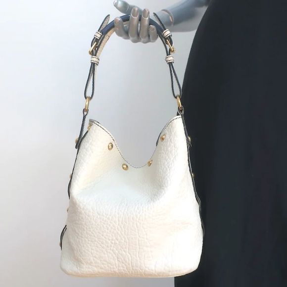 Dior Handbags - Christian Dior Bucket Bag Cream Grained Leather Small Shoulder Bag